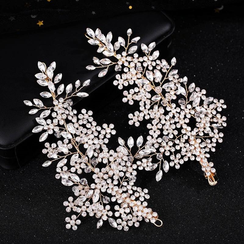 Set 2 accesorii de par, aurii, cu pietre, Mabel C3 - Pursehuit.ro