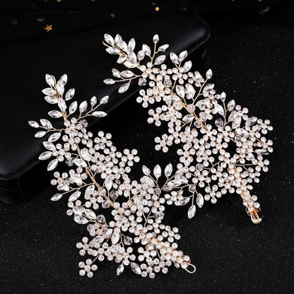 Set 2 accesorii de par, aurii, cu pietre, Mabel C3 - Pursehuit.ro