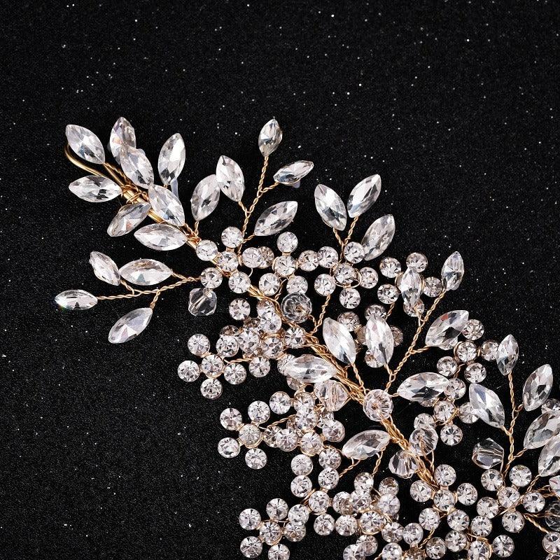 Set 2 accesorii de par, aurii, cu pietre, Mabel C3 - Pursehuit.ro