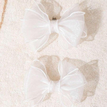 Set 2 brose, albe, pentru pantofi, cu clips, forma de fundita, Otylya C6 - Pursehuit.ro