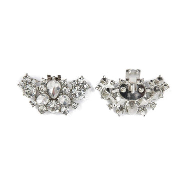 Set 2 brose, argintii, pentru pantofi, cu clips si pietre, Otto C6 - Pursehuit.ro