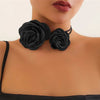 Set 2 coliere choker, negre, cu flori si snur, Molthe C1