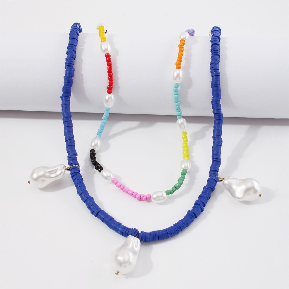 Set 2 coliere, cu margelute colorate si perle, Lovisa C12