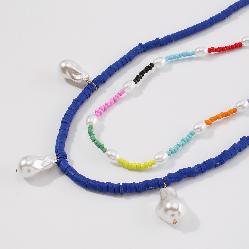 Set 2 coliere, cu margelute colorate si perle, Lovisa C12