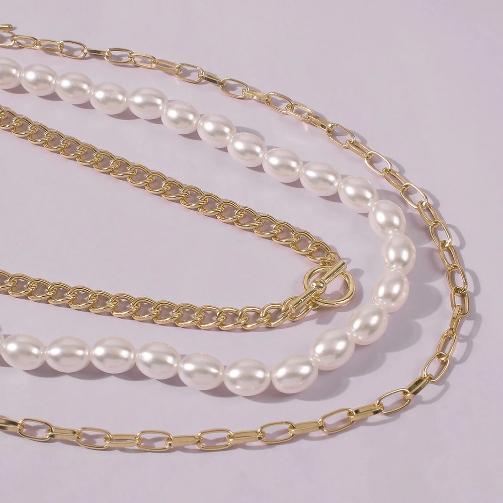 Set 3 Coliere, aurii, cu perle, Rosemarie C16