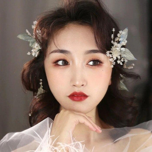 Set 3 accesorii de par, aurii, cu dantela si cristale, Maila C7 - Pursehuit.ro