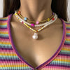 Set 3 coliere, aurii, cu perle si margelute colorate, Karda C1