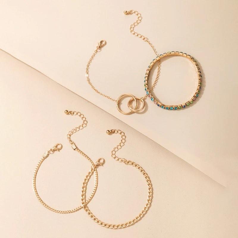 Set 4 bratari, aurii, cu pietre multicolore, Sidney C1 OUT - Pursehuit.ro