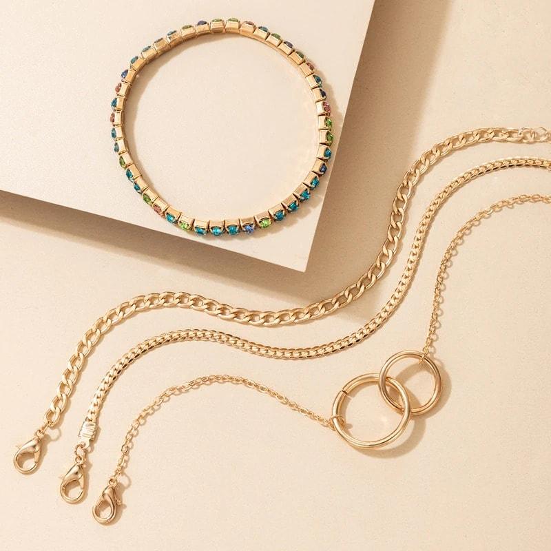 Set 4 bratari, aurii, cu pietre multicolore, Sidney C1 OUT - Pursehuit.ro