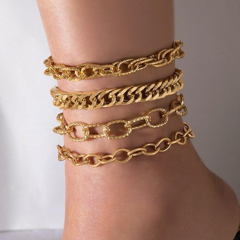 Set 4 bratari de picior, cu zale, Cheyenne C2 - Pursehuit.ro