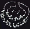 Set colier, cercei si bratara, argintiu, cu perle, Athanasia C12