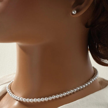 Set colier si cercei, auriu, cu perle, Nicholine C1 - Pursehuit.ro