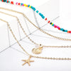 Set coliere, aurii, cu margelute colorate si forme marine, Selene C20