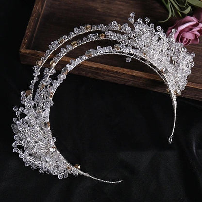 Set coronita si cercei, argintiu, cu cristale, Meia C9 - Pursehuit.ro