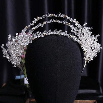 Set coronita si cercei, argintiu, cu cristale, Meia C9 - Pursehuit.ro