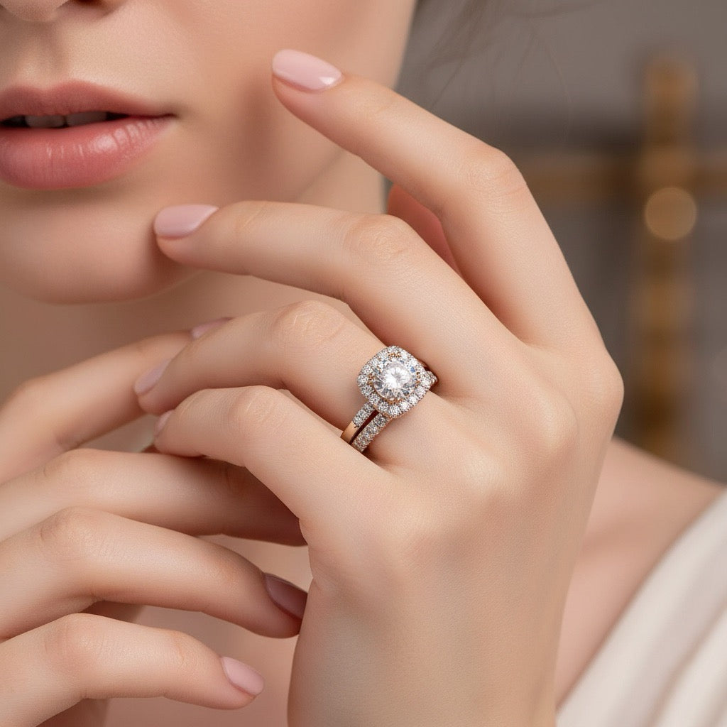 Set 2 Inele argintii, cu pietre din zirconiu, Minde C9