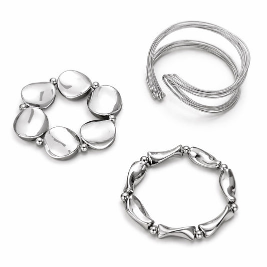 Set 3 bratari argintii, ajustabile, Delila C9