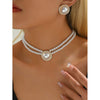 Set colier choker si cercei, auriu, cu perle si pietre, Charles C5