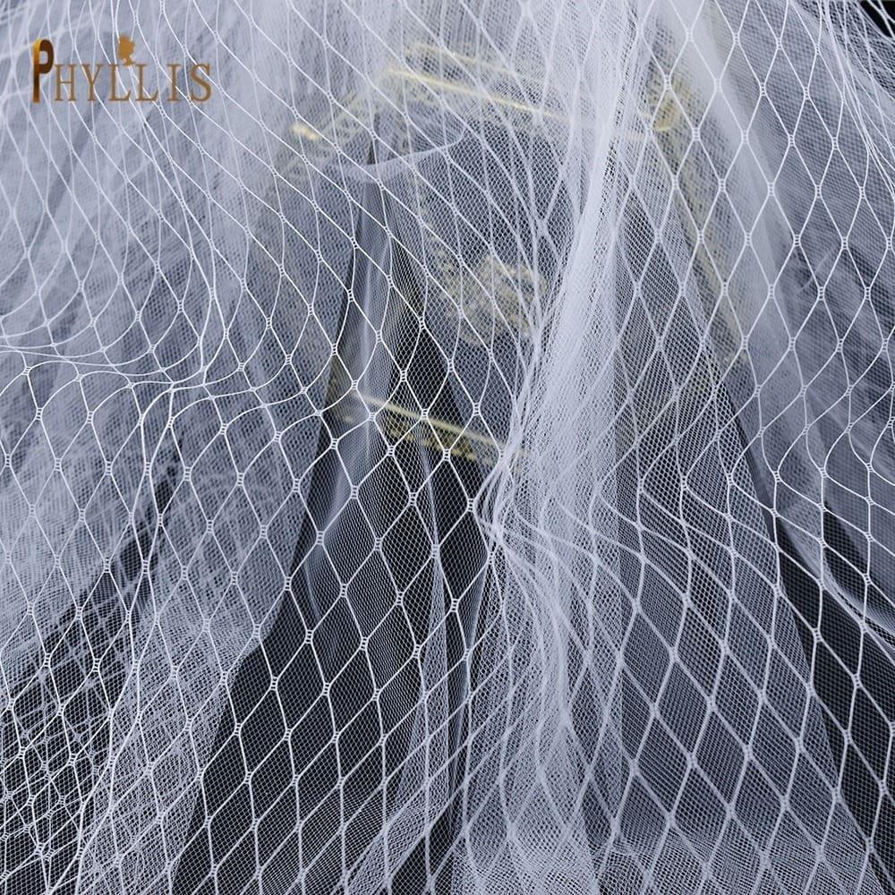 Voal de mireasa, alb, scurt, cu plasa, Secilia C3 - Pursehuit.ro