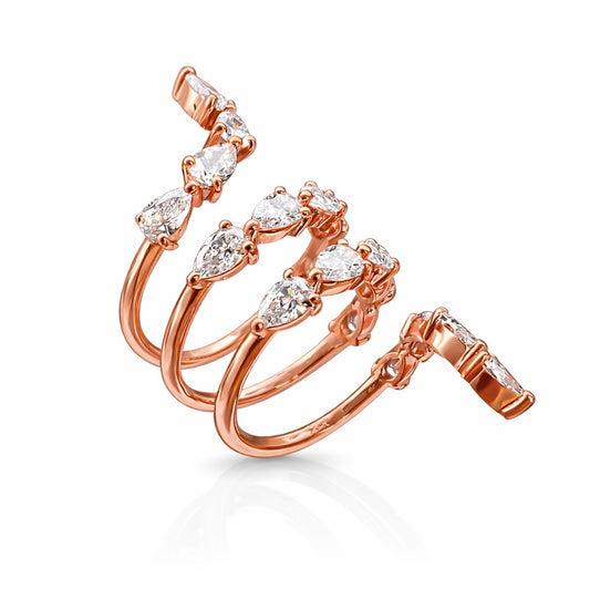 Inel rose gold, reglabil, cu pietre din zirconiu, Minda C23